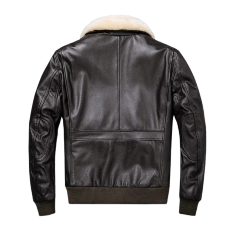 Jaqueta de Couro Air Force Gola de Lã | Rocktude