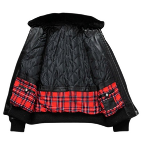 Jaqueta de Couro Air Force Gola de Lã