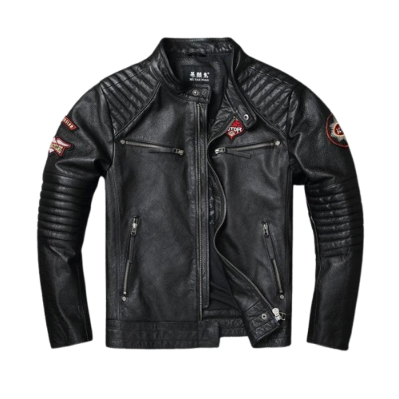 Jaqueta de Couro Bordada American Customs | Rocktude