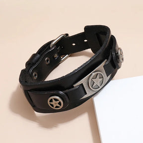 Pulseira Bracelete Couro Star