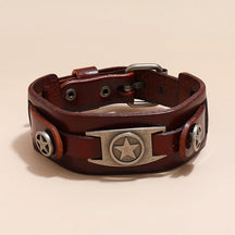 Pulseira Bracelete Couro Star