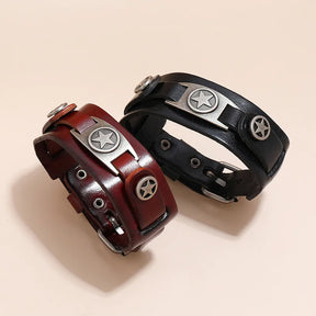 Pulseira Bracelete Couro Star