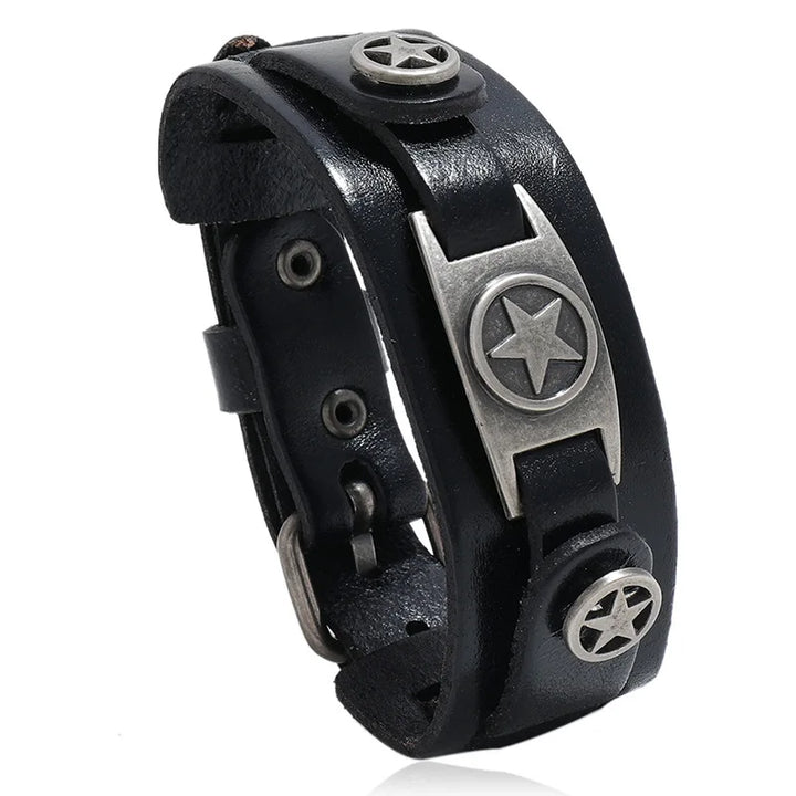 Pulseira Bracelete Couro Star
