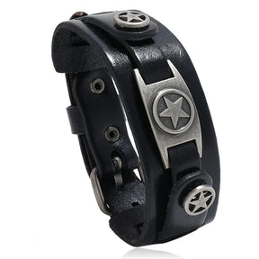 Pulseira Bracelete Couro Star