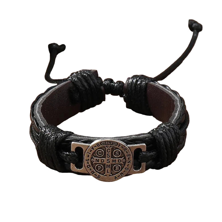 Pulseira Bracelete São bento de Couro