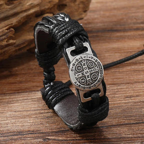 Pulseira Bracelete São bento de Couro