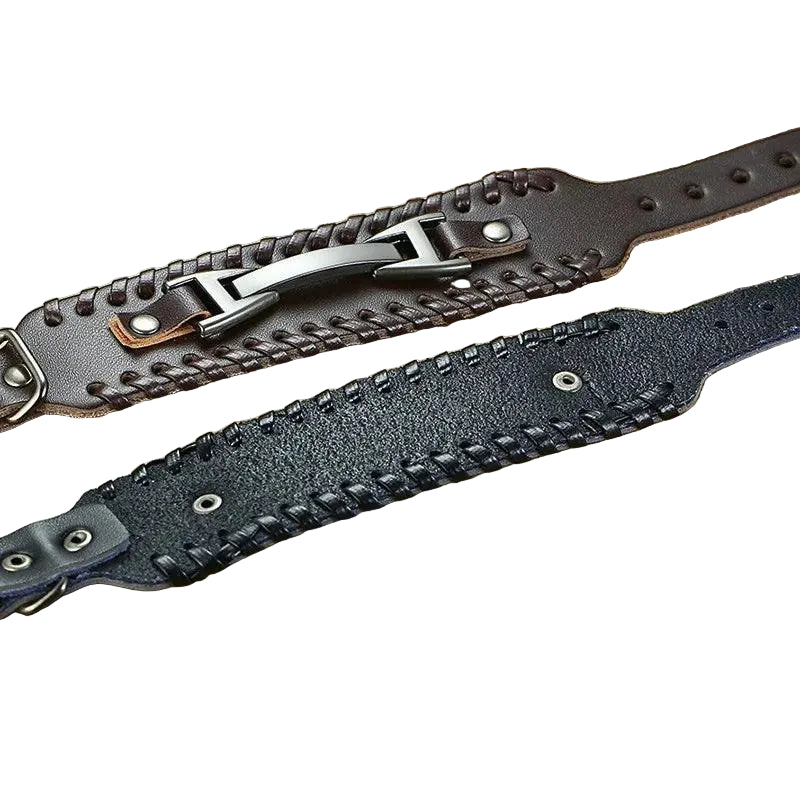 Pulseira Bracelete de Couro Punk - Rocktude