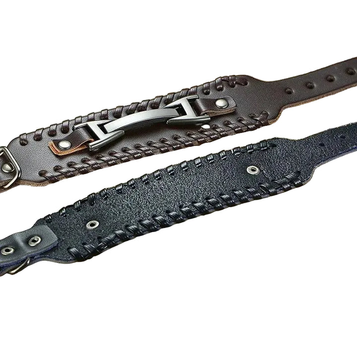 Pulseira Bracelete de Couro Punk - Rocktude