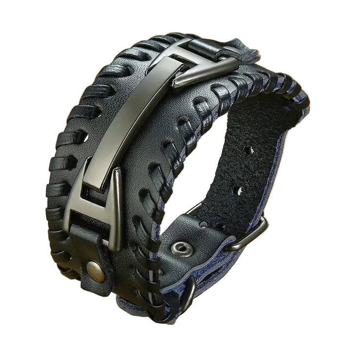 Pulseira Bracelete de Couro Punk - Rocktude
