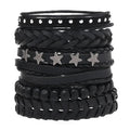Pulseira Bracelete de Couro Pop Star 6 Peças - Rocktude