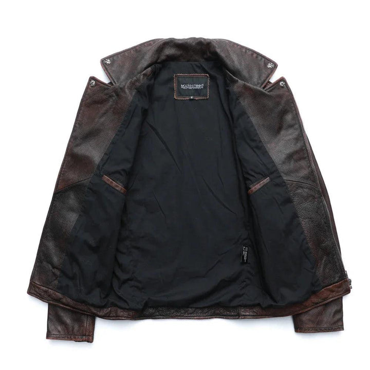 Jaqueta de Couro Legitimo Ferrugem Masculina Rocktude - Costas
