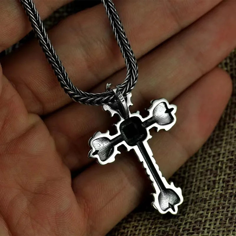 Colar Crucifixo Pedra Blue Prata 925