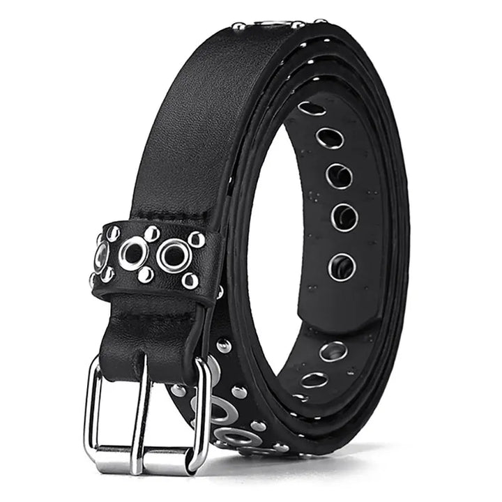 Cinto Couro Feminino Punk Holes