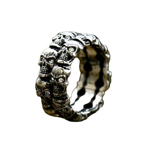 Anel Skull Punk Crystal Aço Inox