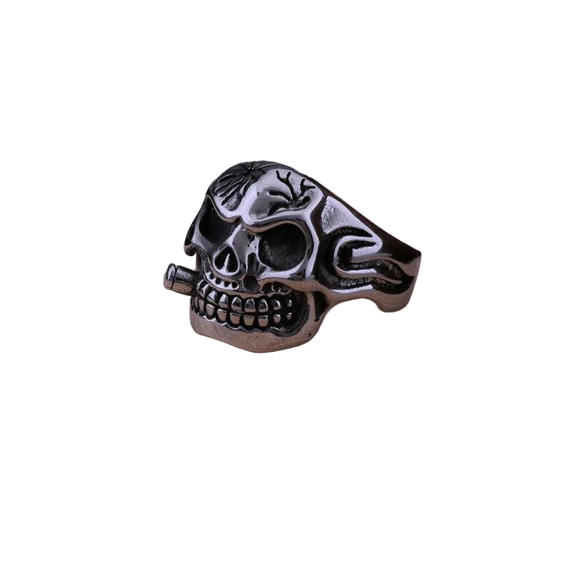 Anel Crânio Smoke Aço Inox - Rocktude