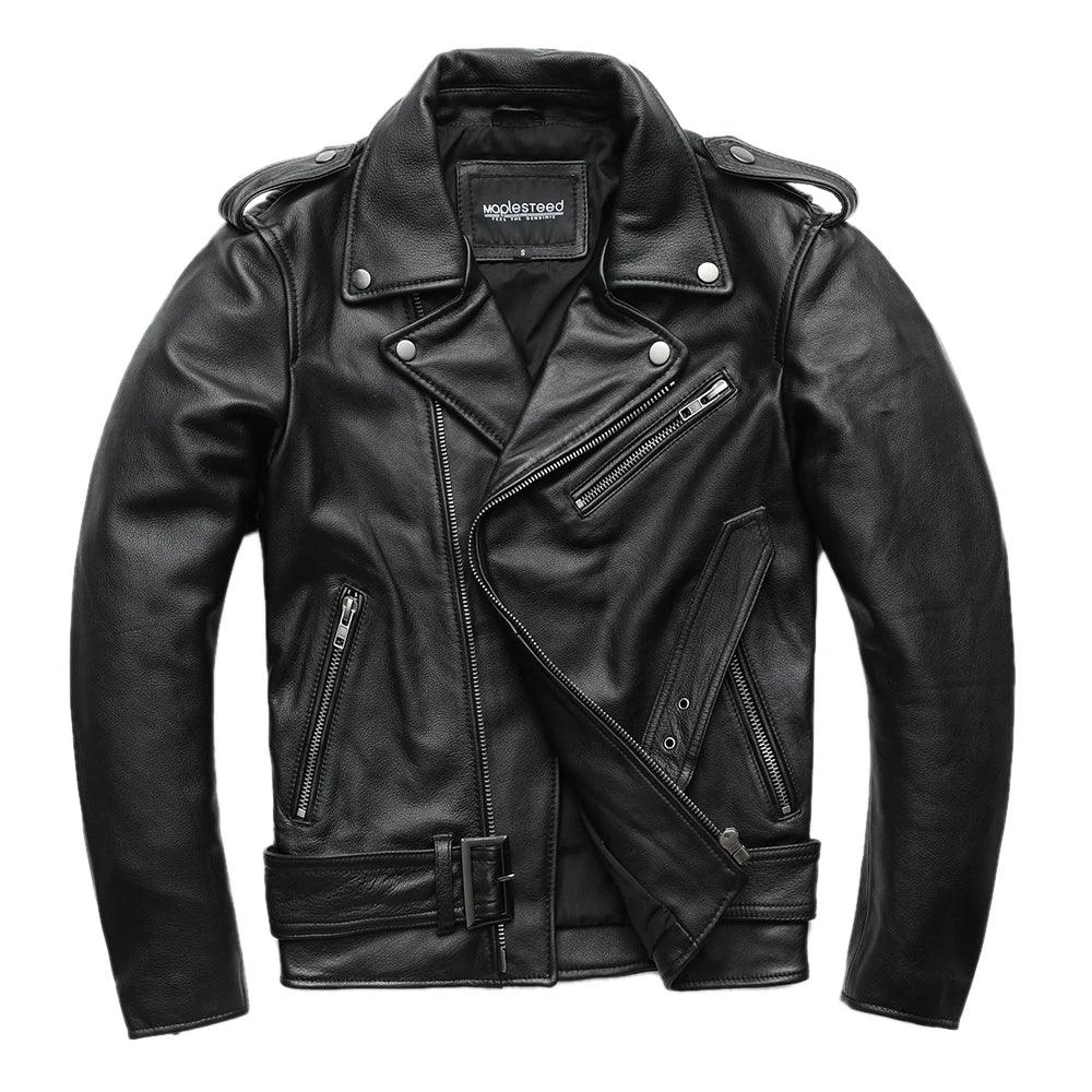 Jaqueta Couro Classica Motociclista Preta Masculina Rocktude