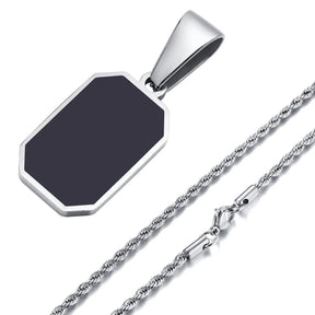 Colar Cordão Baiano Pingente Pedra Preta - Rocktude