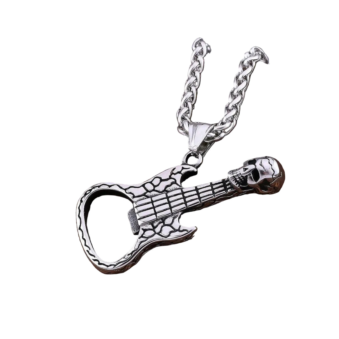 Colar Guitarra Skull Abridor de Garrafas - Rocktude