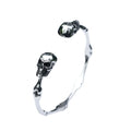 Pulseira Double Skull Ajustável Aço Inox - Rocktude