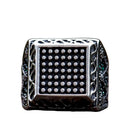 Anel Prata Quadrado com Pedras Verde - Rocktude