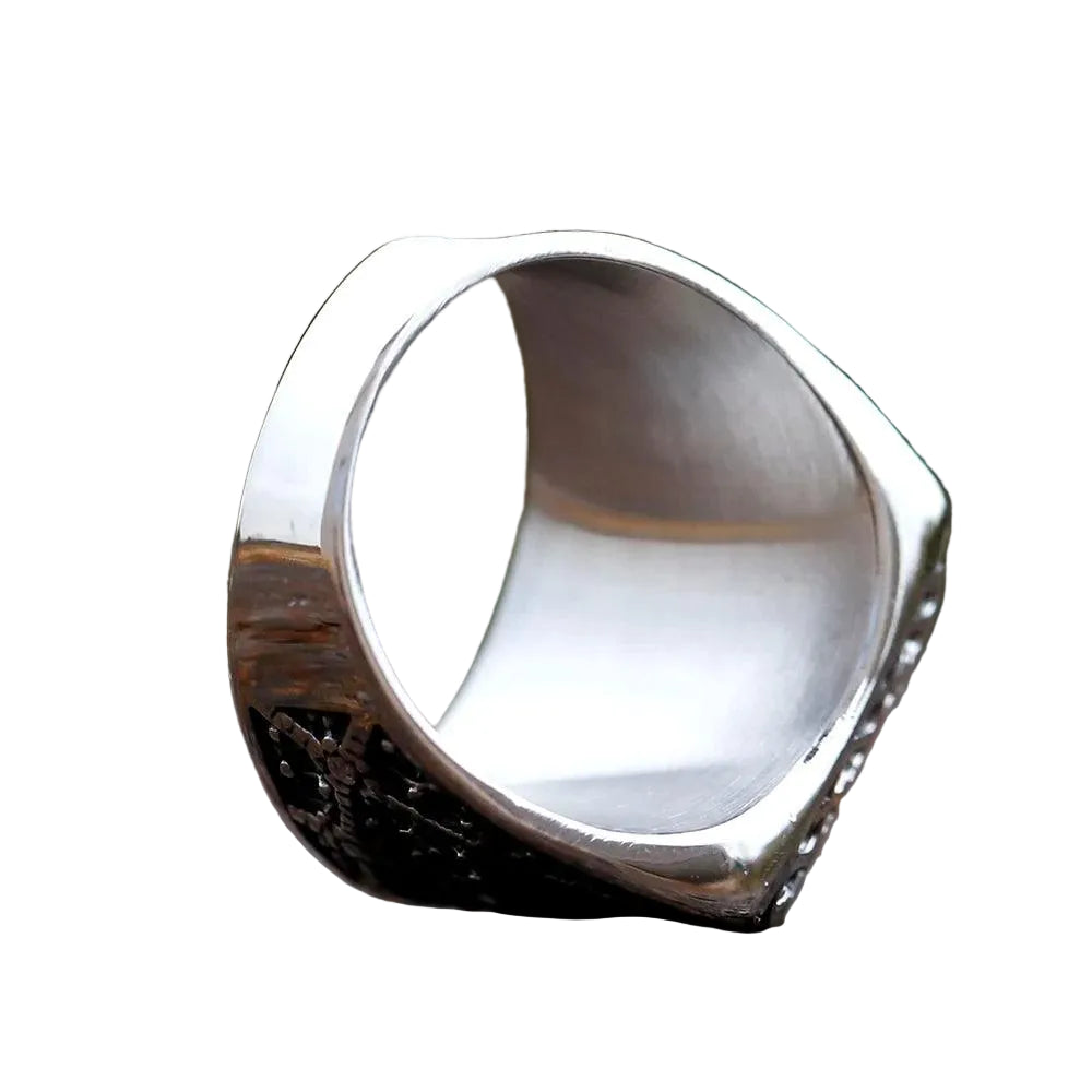 Anel Prata Quadrado com Pedras Verde - Rocktude