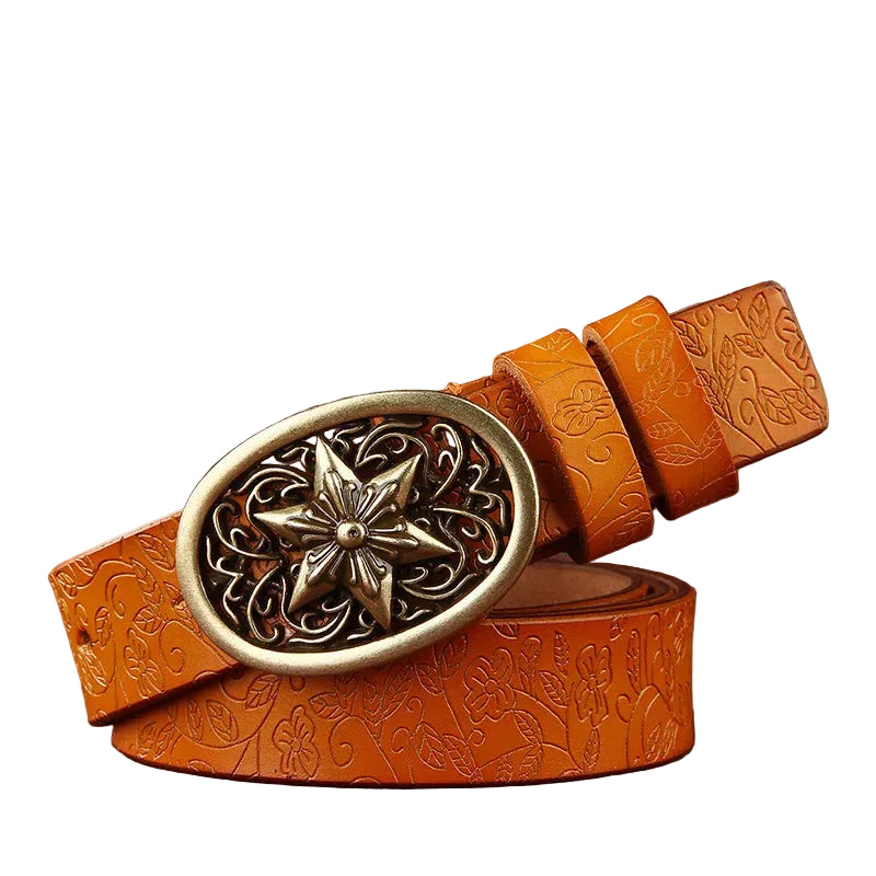 Cinto Couro Feminino Floral