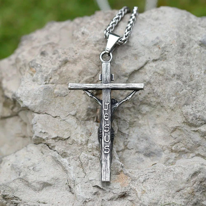 Colar Amuleto Cruz Jesus Cristo - Rocktude