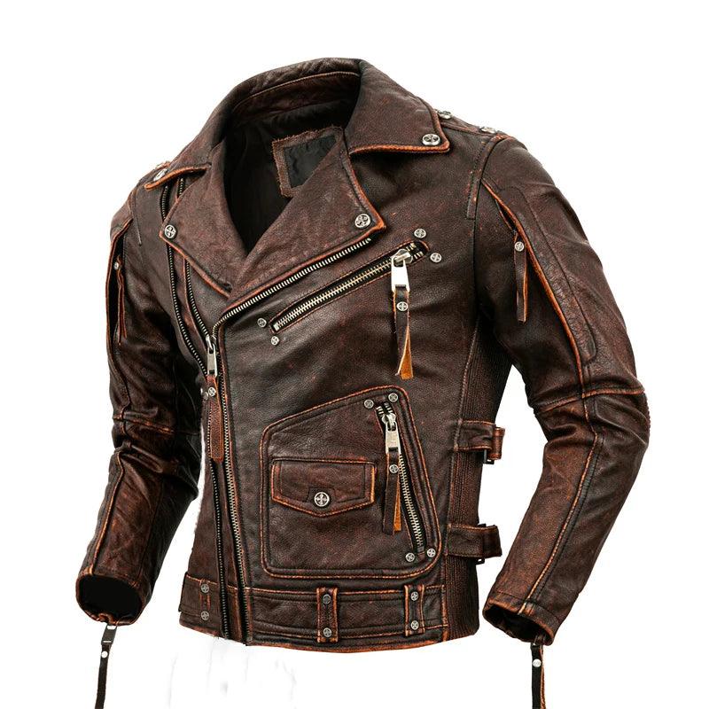 Jaqueta de Couro Masculina Biker Preta Moto Rocktude - Detalhe Acabamento