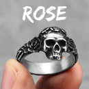 Anel Aliança Skull Rose Aço Inox