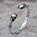 Pulseira Double Skull Ajustável Aço Inox - Rocktude
