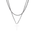 Colar Pingente Crucifixo + Corrente Brinde - Rocktude
