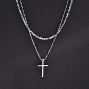 Colar Pingente Crucifixo + Corrente Brinde - Rocktude