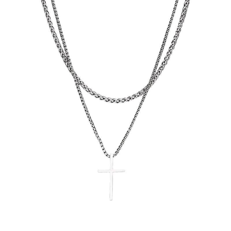 Colar Pingente Crucifixo + Corrente Brinde - Rocktude