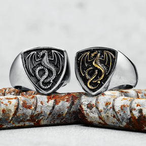 Anel Dragon Shield Aço Inox