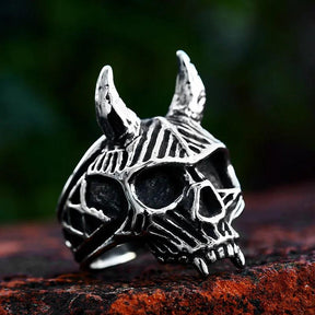 Anel Skull Horns Diabólico - Rocktude