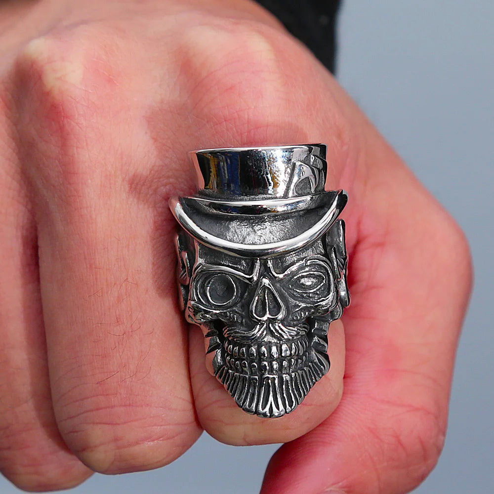 Anel skull dom magician aço inox | Rocktude