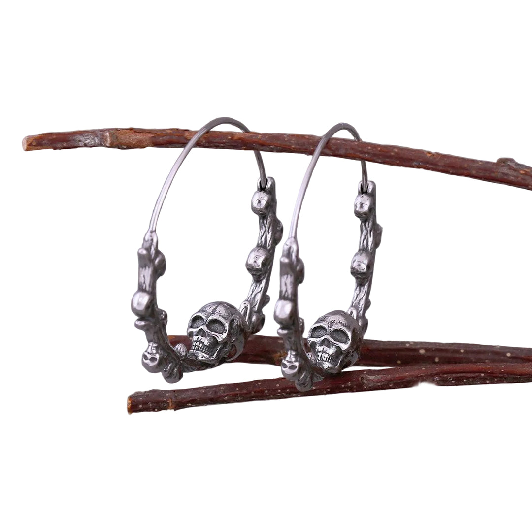 Brinco Argola Skull Aço Inox - Rocktude