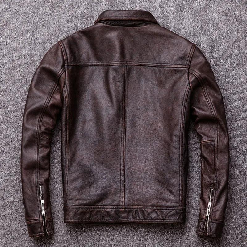 Jaqueta Couro Legitimo Vintage Masculina Rocktude - Vista Geral