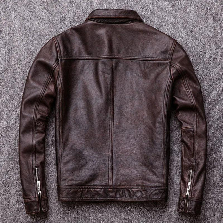 Jaqueta Couro Legitimo Vintage Masculina Rocktude - Vista Geral