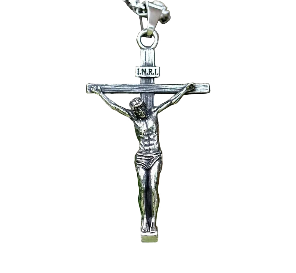 Colar Amuleto Cruz Jesus Cristo - Rocktude