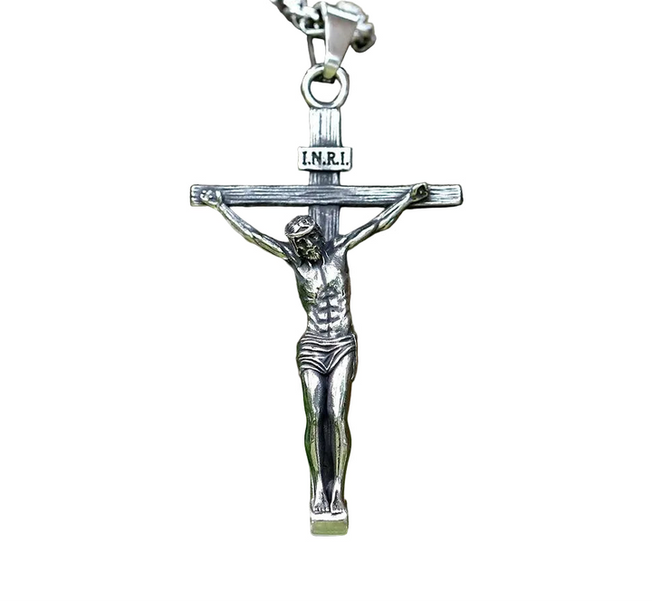 Colar Amuleto Cruz Jesus Cristo - Rocktude