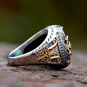 Anel Pedra Verde Rich Aço Inoxidável - Rocktude