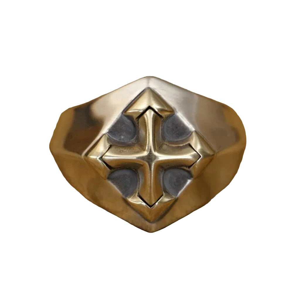 Anel Prata 925 Cruz Bronze - Rocktude