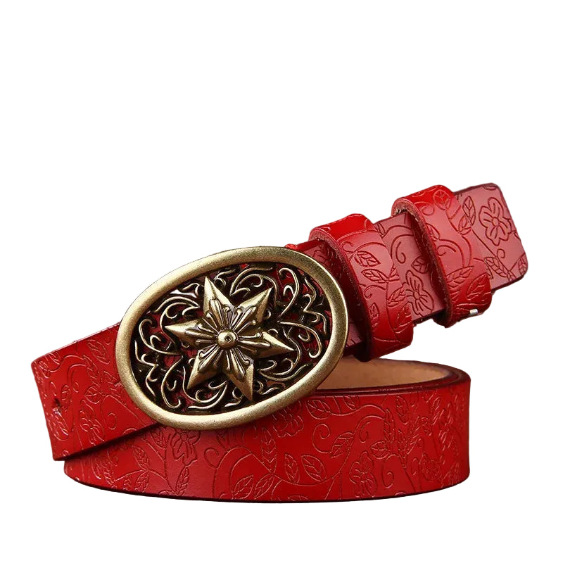 Cinto Couro Feminino Floral