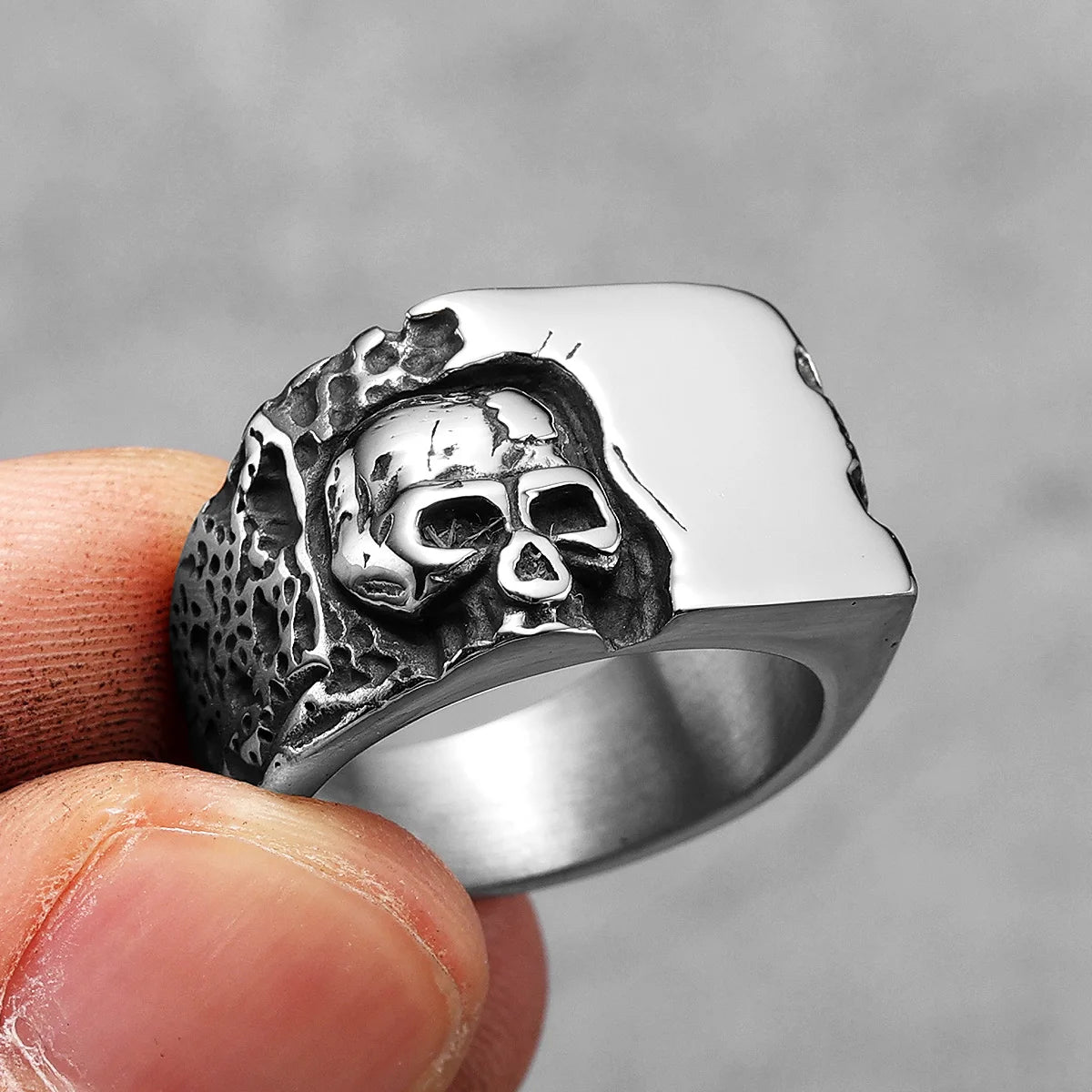 Anel Skull Punk Rock Aço Inox