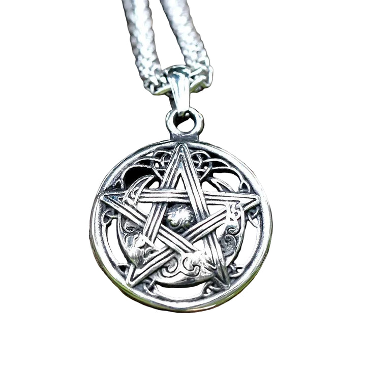 Colar Prata Estrela de Cinco Pontas Lunar - Rocktude