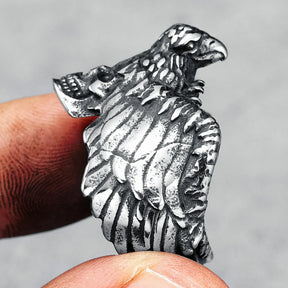 Anel Gothic Skull Asas Aço inox