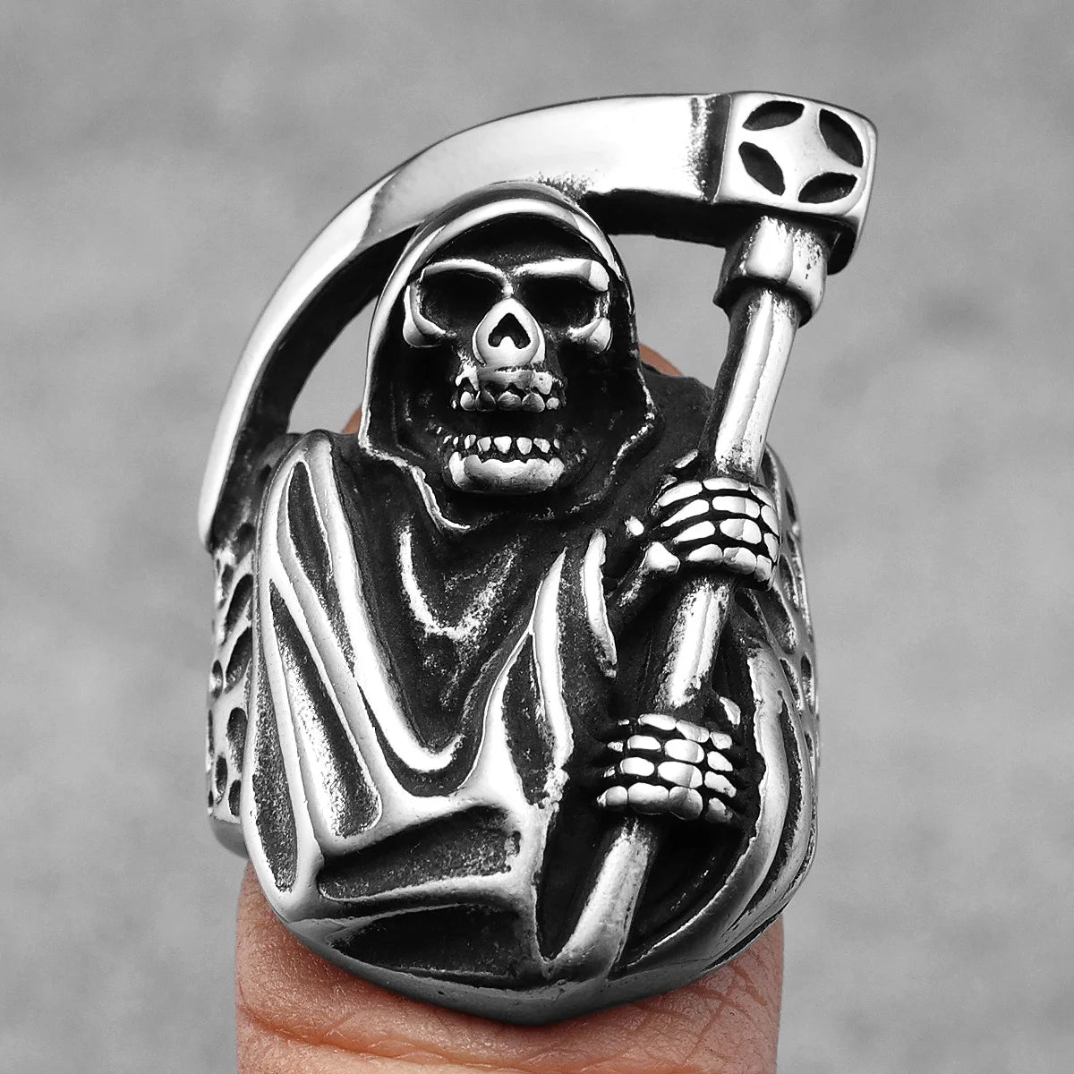 Anel Skull Ceifador Sickle Aço Inox