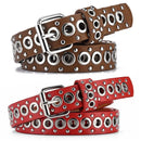 Cinto Couro Feminino Punk Holes