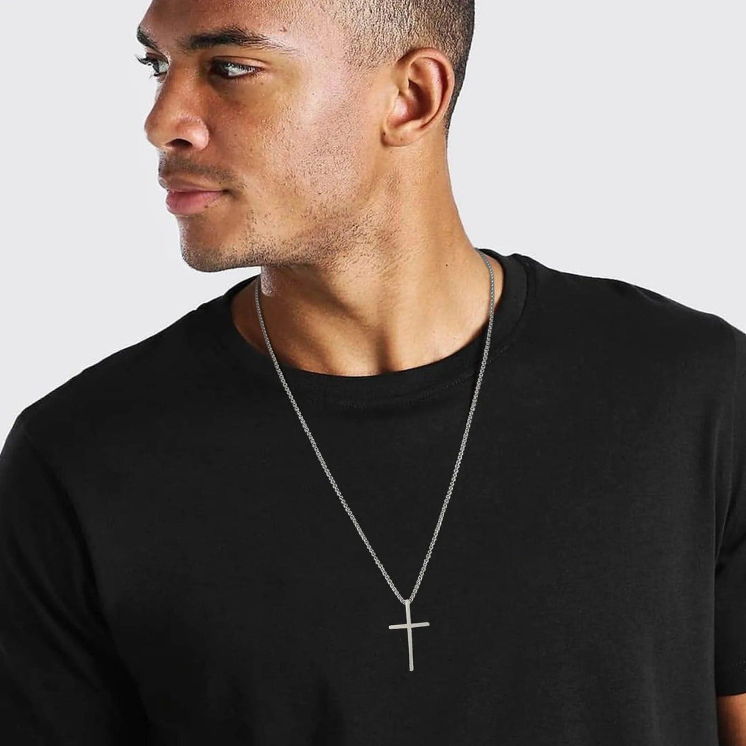 Colar Pingente Crucifixo + Corrente Brinde - Rocktude